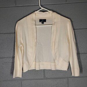 Ronni Nicole Pleated Front Bolero Shrug Sweater - Cream - Medium